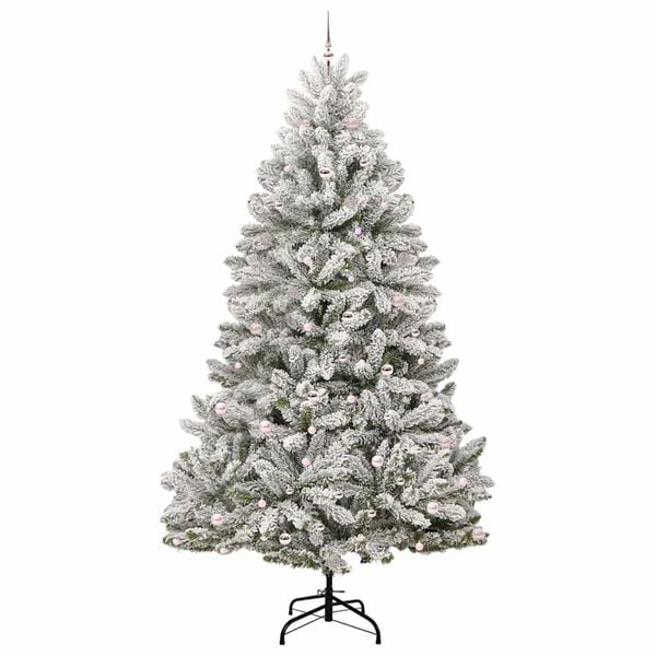 vidaXL Artificial Christmas Tree Green and White 300 cm PVC and Metal