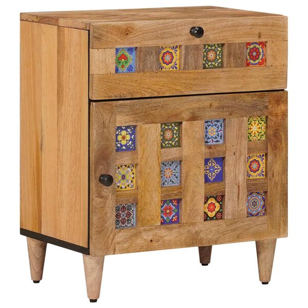vidaXL Bedside Cabinet Natural 50 x 33 x 60 cm Solid Mango Wood