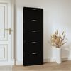 vidaXL Shoe Cabinet Black 59x17x169 cm Engineered Wood
