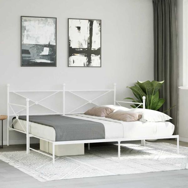 vidaXL Daybed with Trundle without Mattress White 100x190 cm Steel