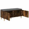 vidaXL Hall Bench with Cushion with Door Smoked Oak 100 x 38 x 46 cm