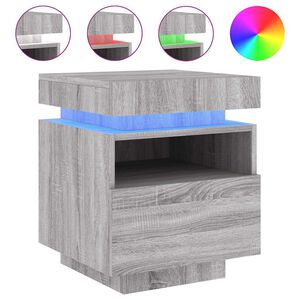 vidaXL Bedside Cabinet with LED Lights Grey Sonoma 40x39x48.5 cm