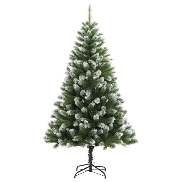 vidaXL Artificial Hinged Christmas Tree with Flocked Snow 150 cm