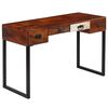 vidaXL Desk Solid Acacia Wood and Real Leather 117x50x76 cm