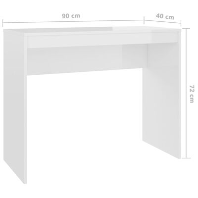 vidaXL Desk High Gloss White 90x40x72 cm Engineered Wood