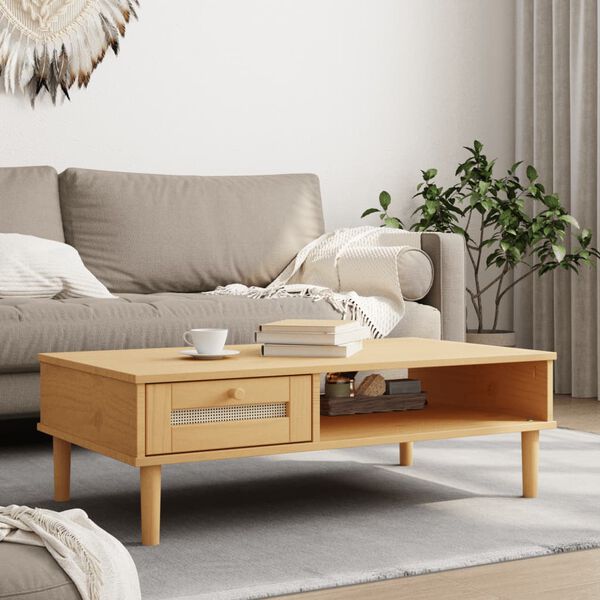 vidaXL Coffee Table SENJA Rattan Look Brown 100x55x33 cm Solid Wood