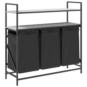 vidaXL Laundry Basket 3 Compartments with Shelves Grey Sonoma