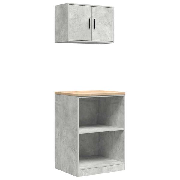vidaXL Garage Cabinets 2 pcs Concrete Grey Engineered Wood