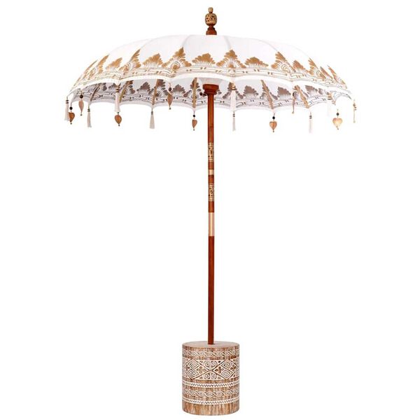 vidaXL Balinese Parasol Cream 180-190 cm Cotton and solid wood