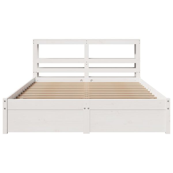 vidaXL Bed Frame with Headboard without Mattress White 135x190 cm Double