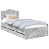 vidaXL Bed Frame with Drawer Concrete Grey 75 x 190 cm Engineer Wood