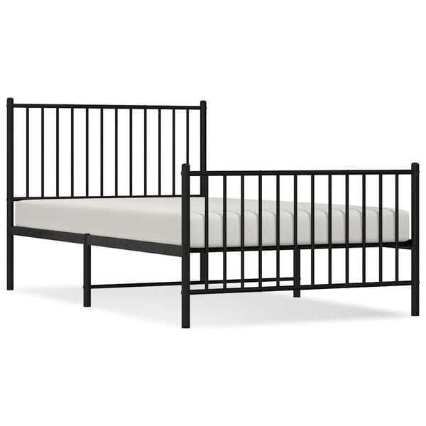 vidaXL Metal Bed Frame without Mattress with Footboard Black 100x190cm