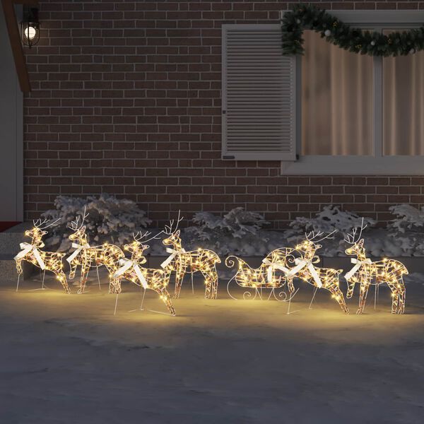 vidaXL LED Reindeers with 40 LEDs 7 pcs Multicoulur PET
