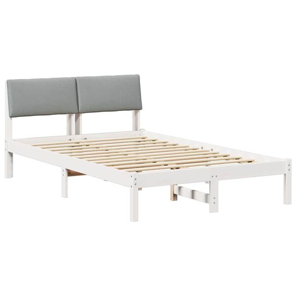 vidaXL Bed frame White and light grey 120 x 190 cm Solid pine wood