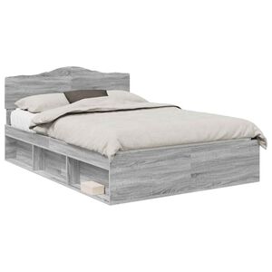 vidaXL Bed Frame Grey Sonoma 160 x 200 cm Solid Pine Wood