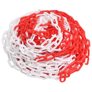 vidaXL Warning Chain Red and White 30 m &Oslash;4 mm Plastic