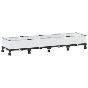 vidaXL Garden Planter with Wheels White 160 x 40 x 33 cm PP