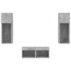 vidaXL 4 Piece TV Wall Cabinets with LED Lights Concrete Grey