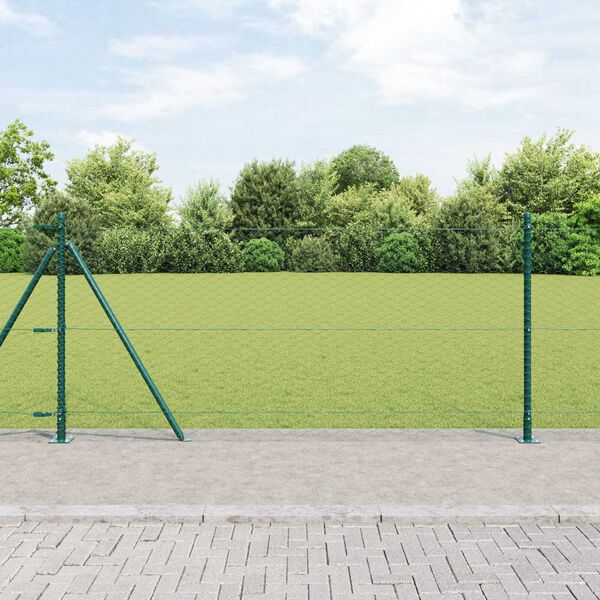 vidaXL Fence Post Green 10 x 1 m (36 mm mesh) Steel and PVC