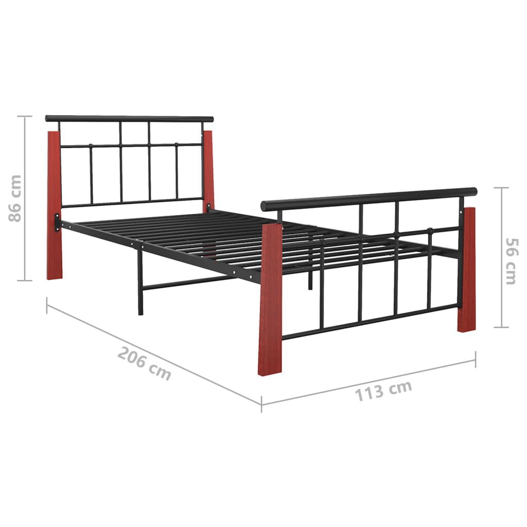 vidaXL Bed Frame without Mattress Metal and Solid Oak Wood 100x200 cm