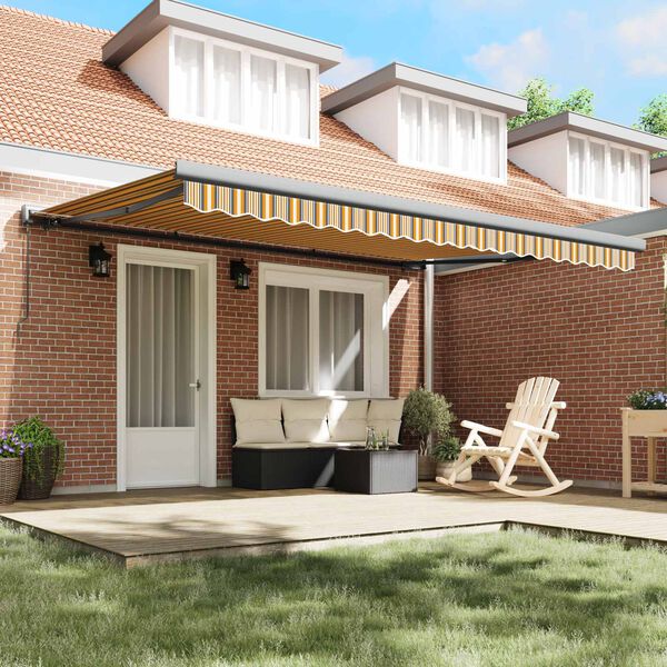 vidaXL Retractable Awning Yellow and Grey 400 x 300 cm