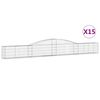 vidaXL Arched Gabion Baskets 15 pcs 400x30x40/60 cm Galvanised Iron