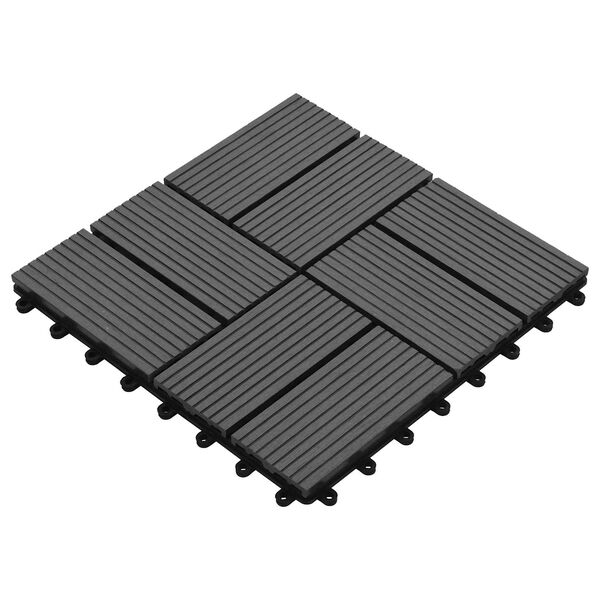vidaXL Decking Tile 11 pcs Grey 30 x 30 cm WPC