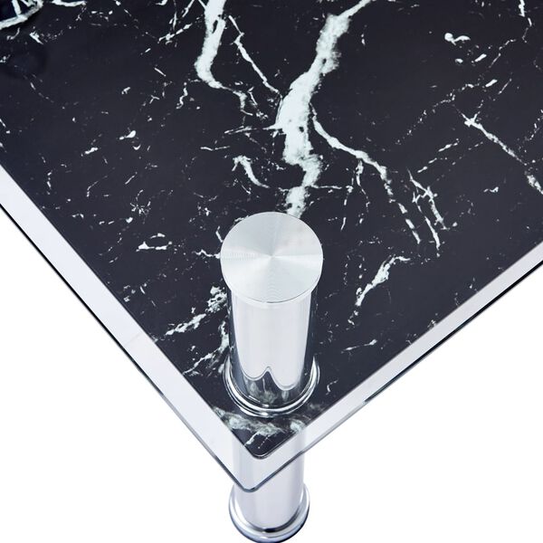 vidaXL Coffee Table with Marble Look Black 100x60x42cm Tempered Glass