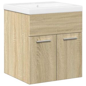 vidaXL 2 Piece Bathroom Furniture Set Sonoma Oak Engineered Wood