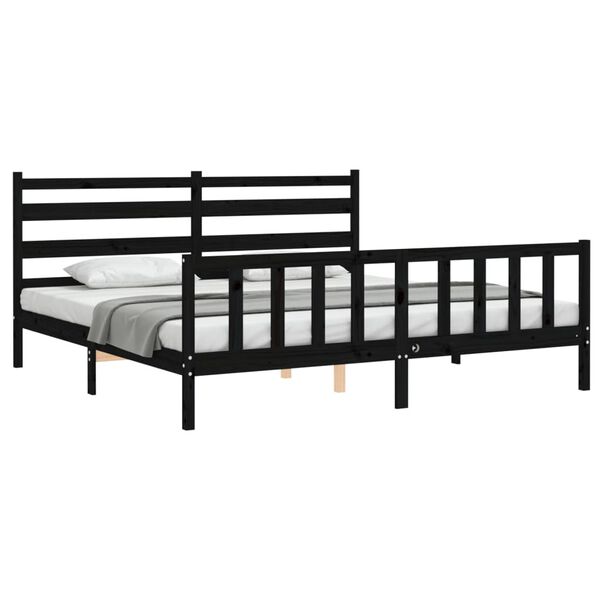 vidaXL Bed Frame without Mattress Black Solid Wood Pine