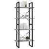 vidaXL 4-Tier Book Cabinet Grey Sonoma 60x30x140 cm Engineered Wood