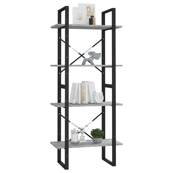 vidaXL 4-Tier Book Cabinet Grey Sonoma 60x30x140 cm Engineered Wood
