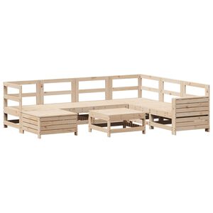 vidaXL 8 Piece Garden Sofa Set Solid Wood Pine