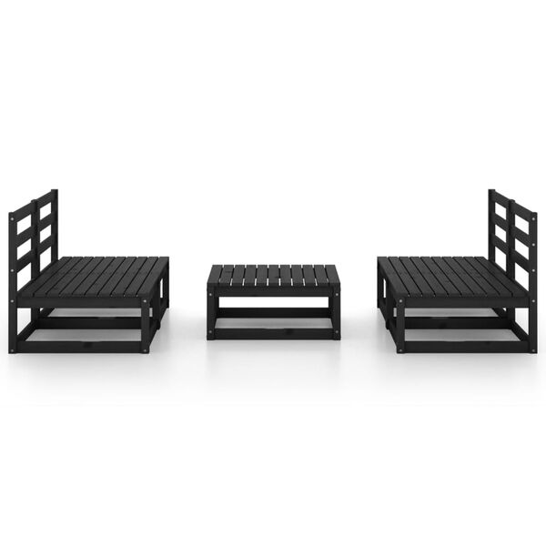vidaXL 5 Piece Garden Lounge Set Black Solid Pinewood