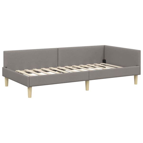 vidaXL Corner Bed Frame with Headboard Taupe 100 x 200 cm Fabric