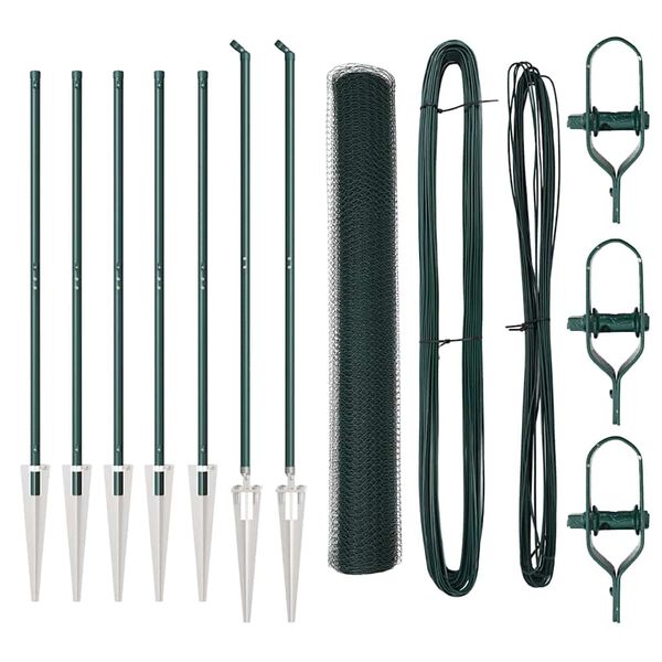 vidaXL Fence Post Green 10 x 1.4 m (13 mm mesh) Steel and PVC