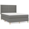 vidaXL Box Spring Bed with Mattress Dark Grey 140x200 cm Fabric