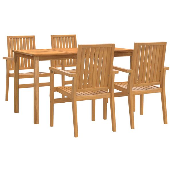 vidaXL 5 Piece Garden Dining Set Solid Wood Teak