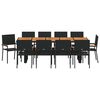 vidaXL Garden Dining Set 11 pcs Black Poly Rattan