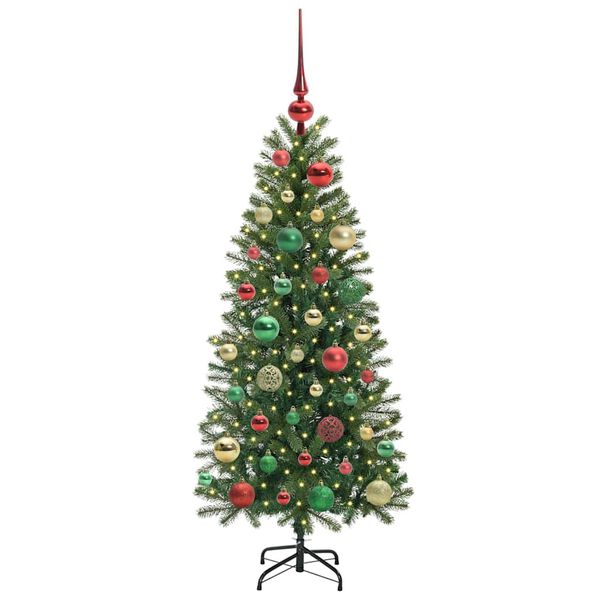 vidaXL Artificial Christmas Tree with 150 LEDs Green 120 cm PE and PVC