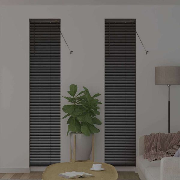 vidaXL Window Blind with Curtains Manual Black Aluminium