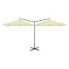 vidaXL Double Garden Parasol with Steel Pole Sand 600x300 cm