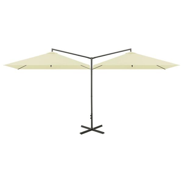 vidaXL Double Garden Parasol with Steel Pole Sand 600x300 cm