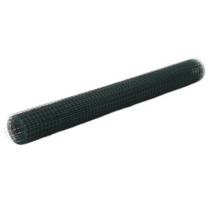 vidaXL Chicken Wire Fence Steel with PVC Coating 10x1.5 m Green