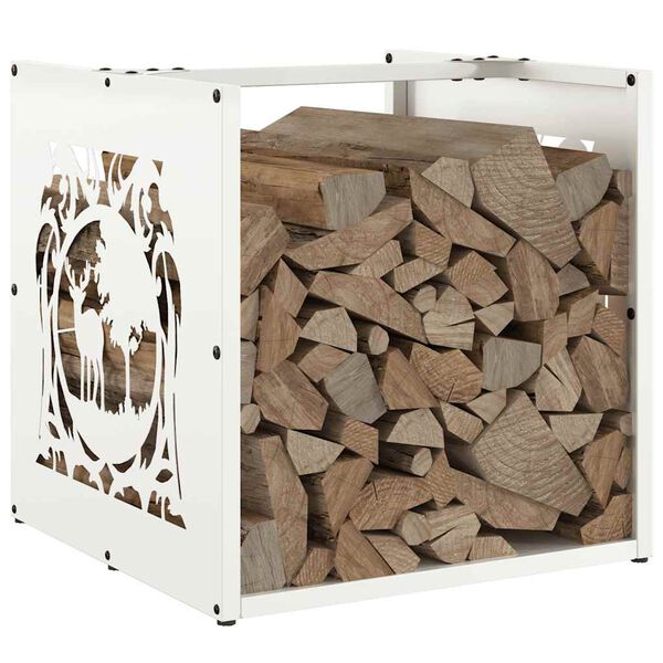 vidaXL Firewood Rack White 40x40x40 cm Cold-rolled steel