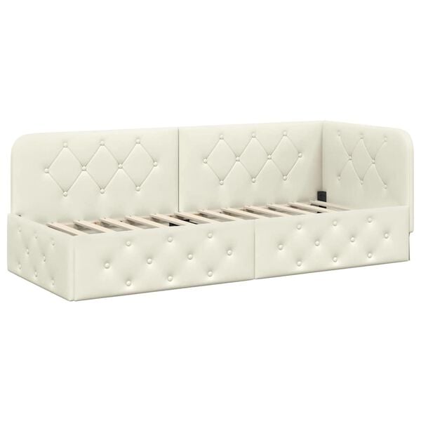 vidaXL Corner Bed Frame with Headboard Cream 80 x 200 cm Velvet