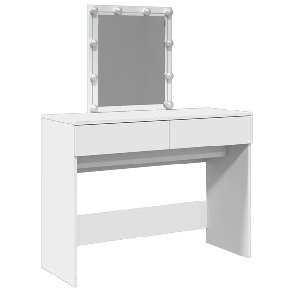 vidaXL Dressing Table with LED White 100x40x130 cm