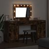 vidaXL Dressing Table with Mirror Lights 3 pcs Brown Engineered Wood