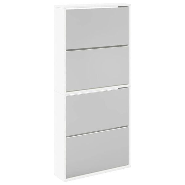 vidaXL Shoe Cabinet 4-Layer Mirror White 63x17x134 cm