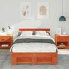 vidaXL Bed Frame with Headboard Wax Brown 120 x 190 cm Solid Pine Wood